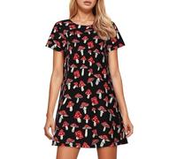 Generisch Camisón largo para mujer tela suave con estampado para un sueño reparador relajación acogedora en casa, Negro , XXL