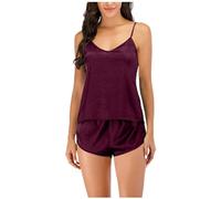 Generisch Camisón sexy para mujer, camisón de verano con vestido de noche, tirantes ajustables, picardías de satén, cuello en V, ropa de dormir para mujer, Pajamas B2 Vino, M