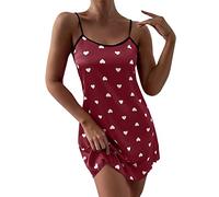 Generisch Camisón sexy para mujer para sexo pijama para mujer, corto, bonito vestido de noche, estampado de puntos, vestido nocturno con tirantes delgados, química, muy suave, camiseta de dormir