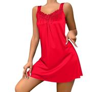 Generisch Camisón sin mangas para mujer, corto, vestido de dormir con cuello en V, ropa de dormir sexy, ropa de dormir con hombros descubiertos, ligero, transpirable, suave y cómodo, vestido de playa