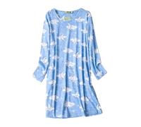 Generisch Camisón Trasero Abierto Mujer Camisa Impresión Casual Vestido de Dormir Pijama Embarazo Corto