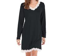 Generisch Camisones de noche para mujer, cuello en V, manga larga, camisones de encaje, camisones casuales, camisón con camisón y camisón