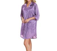 Generisch Camisones de noche para mujer, monocolor, sexy, camisón corto, de satén, manga 3/4, con cuello en V profundo, ropa de dormir, ropa de dormir, ropa de dormir cómoda para el hogar, O Púrpura