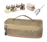 Generisch Camp Kitchen Organizer, Road Trip Cookware Pouch, Large Mesh Utensil Storage Bag, Portable Travel Kit, Multi-Compartment Case for Picnic Barbecue Climbing Adventure Vacation, caqui, Siehe