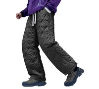 Generisch Camp - Pantalones de senderismo para hombre, impermeables, térmicos, transpirables, forro polar, resistentes al viento, pantalones de invierno con 5 bolsillos para utilidades, Negro , XXL