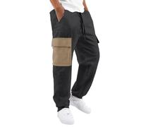 Generisch Camp - Pantalones de senderismo para hombre, impermeables, térmicos, transpirables, forro polar, resistentes al viento, pantalones de invierno con 5 bolsillos para utilidades, Negro , XXL