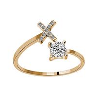 Generisch Caña de pescar sin anillos anillo de diamantes de imitación conjunto zirconia abierta anillos ajustables joyas accesorios regalos elegantes anillos de diamante para mujeres para anillos