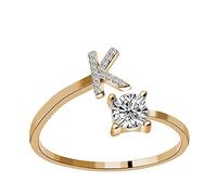 Generisch Caña de pescar sin anillos anillo de diamantes de imitación conjunto zirconia abierta anillos ajustables joyas accesorios regalos elegantes anillos de diamante para mujeres para anillos