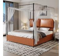Generisch Canopy Premium de metal con detalles en piel, 180 x 200 cm, marco de diseño transformable, soporta hasta 550 kg, incluye 2 cojines de lujo