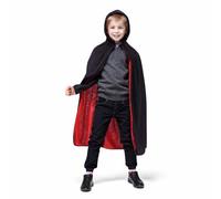 Generisch Capa Capes Batas Unisex Adultos o Niños Capa de Bruja Reversible con Capucha para Fiesta Cosplay Disfraces, Negro , 6-8 años