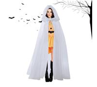 Generisch Capa con capucha de bruja, capa de bruja, disfraz de fantasma largo, disfraz de mago, disfraz de actuación, capa transparente para mascarada, juego de rol