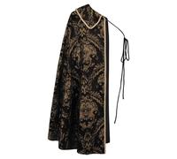 Generisch Capa medieval unisex LARP Renaissance Cosplay Cape Halloween Disfraz Noble Tudor Rey Disfraz Poncho Ren Faire Robe Medio Hombro Tema Fiesta Cloak Disfraz, Negro , Talla única