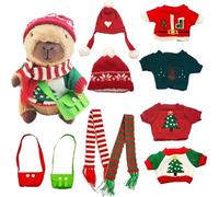 Generisch Capybara con ropa - Muñeco de peluche suave de Navidad - 24,9 cm Capibara de peluche para vestir | Para viajes, dormitorio, hogar, sofá, decoración, interior de coche, sala de estar