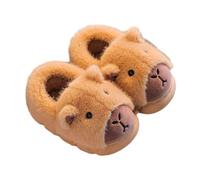 Generisch Capybara - Pantuflas de peluche, zapatillas de invierno con animales, cozy fuzzy mullidas, Marrón claro actualizado, 44/45 EU