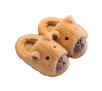Generisch Capybara - Pantuflas de peluche, zapatillas de invierno con animales, cozy fuzzy mullidas, marrón claro, 38/39 EU