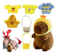 Generisch Capybara - Peluche con accesorios, ropa de peluche, muñeco suave de peluche para animales | Disfraz Decoración de vestir de 9 pulgadas para cumpleaños