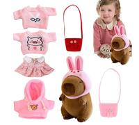 Generisch Capybara - Peluche de capibara | 7 peluches lindos conejillos de agua, peluche capibara de 9 pulgadas, incluye 1 gorro de conejo, 4 x tela, 2 x bolsillos, tela suave y suave para