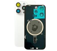 Generisch Carcasa trasera para iPhone 15 Pro Max. Premontada: con imán, soporte metálico, anillos de cámara, etc. Cristal trasero de repuesto para un montaje fácil. OEM (blanco)