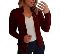 Generisch Cárdigan corto de algodón para mujer, elegante, corto, para vestido, chaqueta de corte ajustado, chaqueta de negocios, ropa exterior, negocios, oficina, bolero, chaqueta de moto, chaqueta