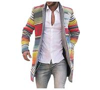 generisch Cárdigan de invierno para hombre Abrigo de lana de manga larga Abrigo de invierno cálido Cárdigan Delgado Largo Windbreaker Chaquetas Colorido Botón Casual Abrigo Outwear Jersey de punto con
