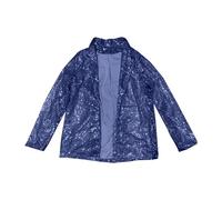 Generisch Cárdigan de lentejuelas para mujer, frente abierto, abrigo con purpurina, suelto, informal, cuello alto, blazer de fiesta de noche, con bolsillos, manta de punto, cárdigan brillante para