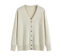 Generisch Cárdigan de manga larga, monocolor y elegante, que se usa como capa exterior sobre un suéter de gran tamaño., beige, M