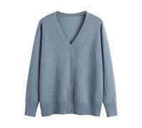 Generisch Cárdigan de manga larga, monocolor y elegante, que se usa como capa exterior sobre un suéter de gran tamaño., azul, L