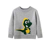 Generisch Cárdigan de punto de dinosaurio con manga larga para niños, forro polar cálido y cálido, ropa exterior suave informal, bonito patrón de animales, traje de fiesta de vacaciones, gris, 3-4