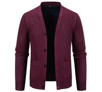 Generisch Cárdigan de punto para hombre jacquard suéter cárdigan chaqueta de invierno clásico cálido de manga larga cardigans con botones y bolsillos hombres cuello alto patrón chaqueta suéter abrigo