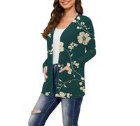 Generisch Cárdigan de punto para mujer, multicolor, fino, cárdigan de punto ligero, vintage, fino, informal, grueso, acogedor, estampado floral, cálido, suave, cárdigan de punto para otoño, MR2, S