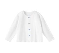 Generisch Cárdigan de punto para niñas de manga larga suéter de punto de algodón con botones básico niños pequeños delgado ligero transpirable abrigo de punto abrigo de punto 4-14 años, Z2-blanco