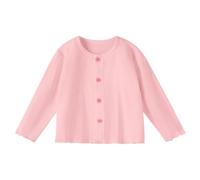 Generisch Cárdigan de punto para niñas de manga larga suéter de punto de algodón con botones básico niños pequeños delgado ligero transpirable abrigo de punto abrigo de punto 4-14 años, Z2-rosa., 110