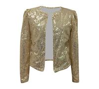 Generisch Cárdigan elegante casual con lentejuelas de moda para mujer, chaqueta casual elegante con efecto de brillo para ocasiones nocturnas, comodidad diaria, dorado, 3XL