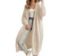 Generisch Cárdigan largo de punto para mujer, de gran tamaño, para otoño e invierno, de manga larga, A albaricoque., 3XL