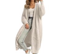 Generisch Cárdigan largo de punto para mujer, de gran tamaño, para otoño e invierno, de manga larga, A blanco., L