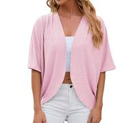 Generisch Cárdigan largo negro 2024 Europa y Estados Unidos frontera primavera y verano círculo de color sólido manga corta cárdigan casual tops sueltos chaleco de hombre, Rosa., S