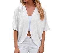 Generisch Cárdigan largo negro 2024 Europa y Estados Unidos frontera primavera y verano círculo de color sólido manga corta cárdigan casual tops sueltos chaleco de hombre, Blanco, S