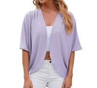 Generisch Cárdigan largo negro 2024 Europa y Estados Unidos frontera primavera y verano círculo de color sólido manga corta cárdigan casual tops sueltos chaleco de hombre, morado, S