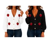 Generisch Cárdigan Mujer Con Patrón Fresa Chaqueta Otoño Oversize