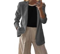 Generisch Cárdigan para mujer Blazer Turn Down Collar Tie Up Mujeres Elegante Dama Manga Larga con Cinturón Sudaderas Abrigo Oversized, gris, XL