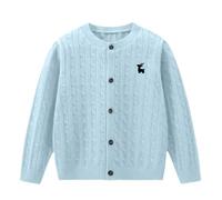 Generisch Cárdigan para niñas con botones bordado floral cárdigans casual ligero otoño invierno manga larga abrigo de punto abrigo de punto al aire libre ocio chaqueta de entretiempo, Z3-azul claro