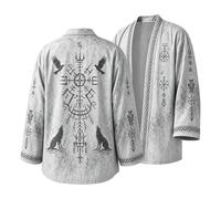 Generisch Cárdigan vikingo para hombre, ropa medieval, mitología nórdica, cárdigan impreso en 3D, abrigo para Halloween, cosplay, capas sin gorra, Gris, XXL