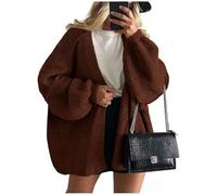 Generisch Cardigans Anchos para Mujer Suéter Largo de Punto con Mangas Farol Frente Abierto Ligero Moda Invierno 2025, marrón, XL