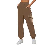 Generisch Cargohose Damen Baggy Y2K, Damen Hose Elegant High Waist Leichte Jogginghose Winddicht Wanderhose Multi-Taschen Freizeithose Regular Fit Stoffhose Cargo Fitnesshose Übergrößen Arbeitshose