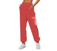 Generisch Cargohose Damen Baggy Y2K, Damen Hose Elegant High Waist Leichte Jogginghose Winddicht Wanderhose Multi-Taschen Freizeithose Regular Fit Stoffhose Cargo Fitnesshose Übergrößen Arbeitshose