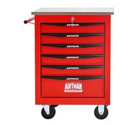 Generisch Carro de herramientas con ruedas de 6 cajones - Contenedor multifuncional de acero con rodamientos de bolas, ruedas de bloqueo y cerradura de llave para garaje/taller (rojo y negro)