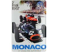generisch Cartel de chapa 20 x 30 cm abovedado Grand Prix Monaco 1967 Auto Racing Retro Decoración Regalo Cartel