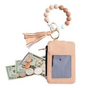 Generisch Cartera de muñeca | pulsera llavero con cuentas y borlas | organizador de tarjetas de mujer ideal para las celebraciones para fiestas de activación, compras de boda, caqui, ver descripción