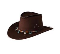 Generisch Casco de vaquero occidental vaquero sombrero curvo alto ala de lana sombrero estilo sombrero de jazz británico hombres y mujeres vaquero revólver con funda para adultos, café, talla única