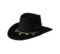 Generisch Casco de vaquero occidental vaquero sombrero curvo alto ala de lana sombrero estilo sombrero de jazz británico hombres y mujeres vaquero revólver con funda para adultos, Negro , talla única